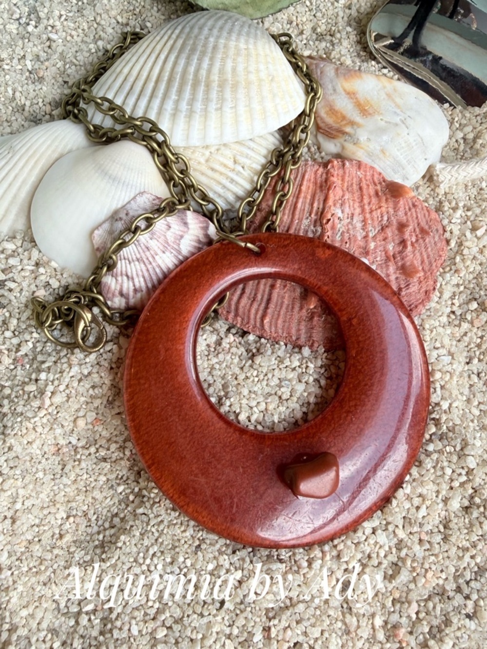 Alquimia Burnt Orange Donut Pendant Necklace